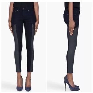 Rag & Bone Womens The Grand Prix Motocross Leather Chevron Jeans Midnight Size 2